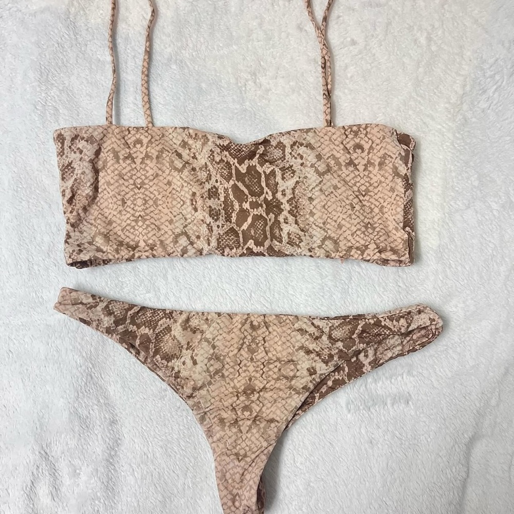 Mai Underwear Snake Skin Print Bikini Set